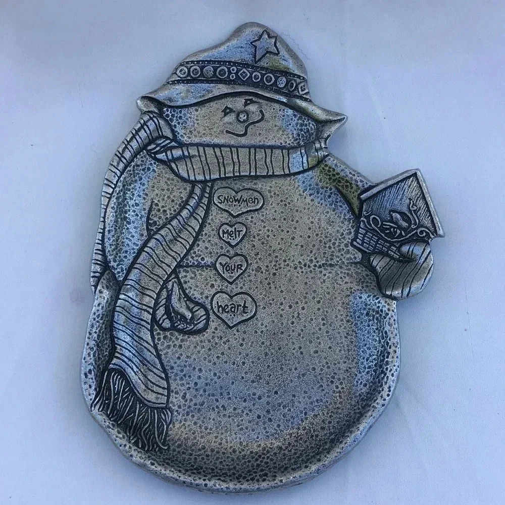Carson Statesmetal Snowman Holiday Candy Dish/ Platter
